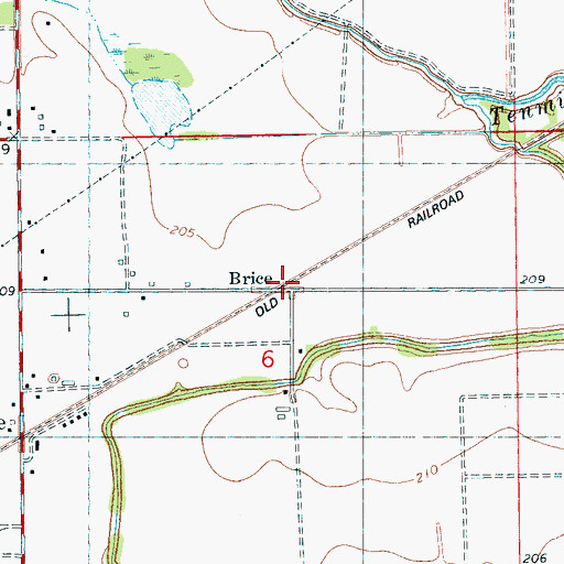 Topographic Map of Brice, AR