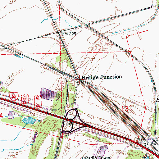 Topographic Map of Bridge Junction, AR