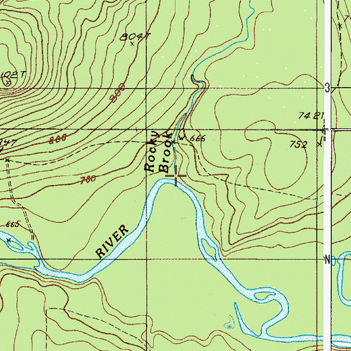 Topographic Map of Rocky Brook, ME