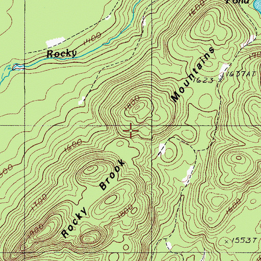Topographic Map of Rocky Brook Mountains, ME
