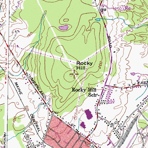Topographic Map of Rocky Hill, ME