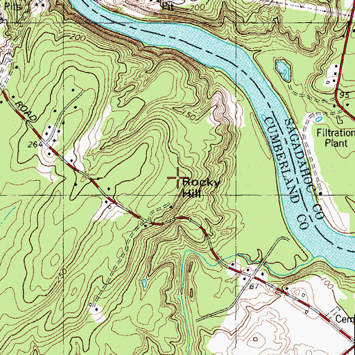 Topographic Map of Rocky Hill, ME