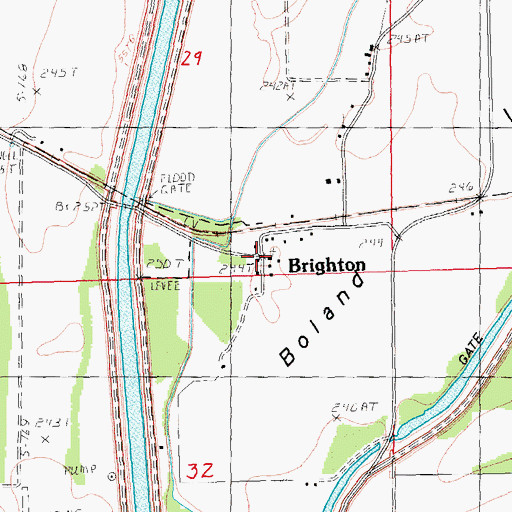 Topographic Map of Brighton, AR