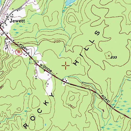 Topographic Map of Rocky Hills, ME