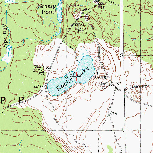 Topographic Map of Rocky Lake, ME