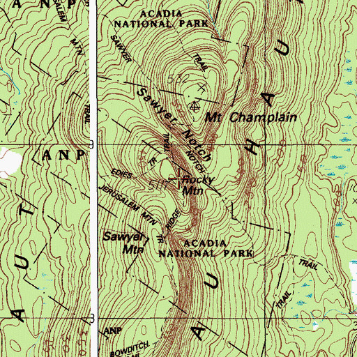 Topographic Map of Rocky Mountain, ME