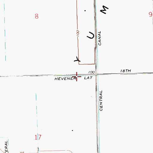 Topographic Map of Hevener Lateral, AZ