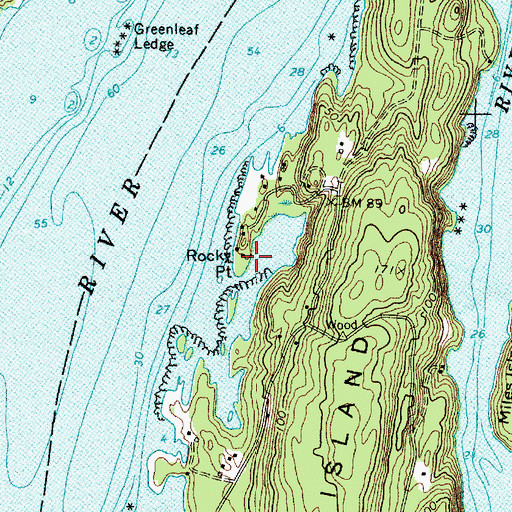 Topographic Map of Rocky Point, ME