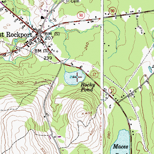 Topographic Map of Rocky Pond, ME