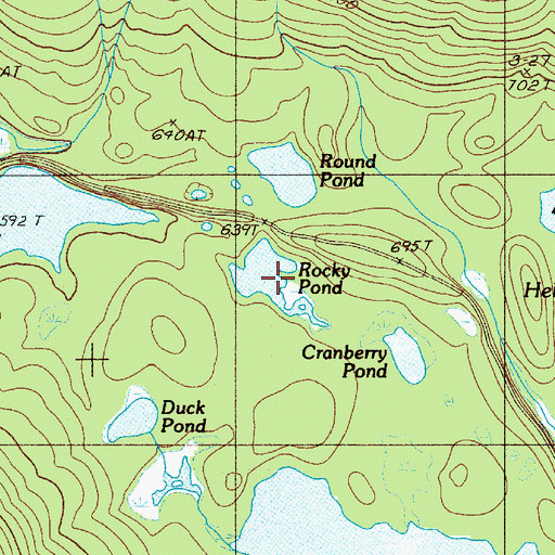 Topographic Map of Rocky Pond, ME