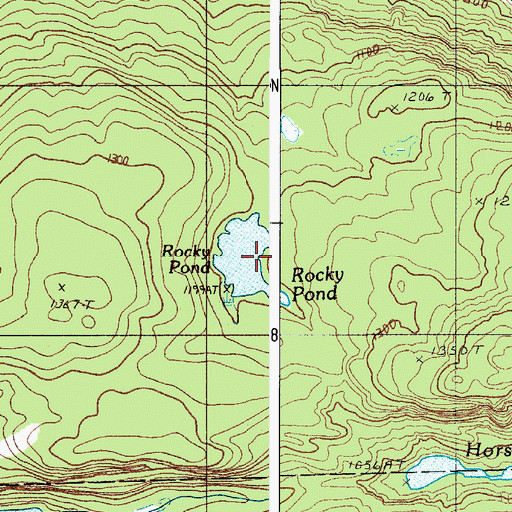 Topographic Map of Rocky Pond, ME