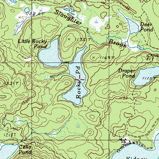 Topographic Map of Rocky Pond, ME