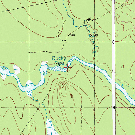 Topographic Map of Rocky Rips, ME