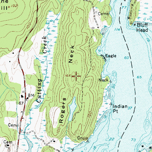 Topographic Map of Rogers Neck, ME