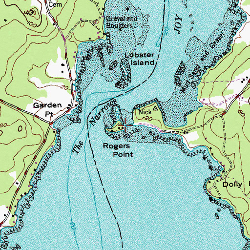 Topographic Map of Rogers Point, ME