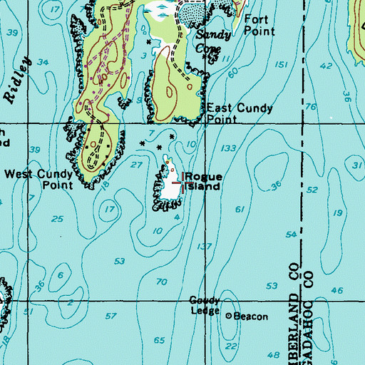 Topographic Map of Rogue Island, ME