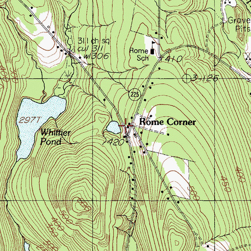 Topographic Map of Rome Corner, ME