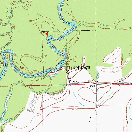 Topographic Map of Brookings, AR