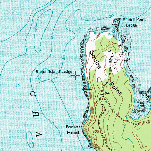 Topographic Map of Roque Island Ledge, ME