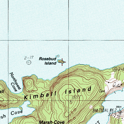 Topographic Map of Rosebud Island, ME