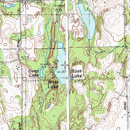 Topographic Map of Ross Lake, ME