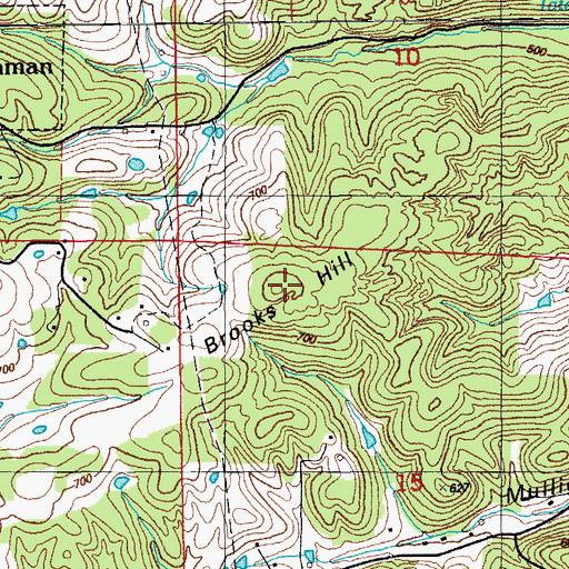 Topographic Map of Brooks Hill, AR