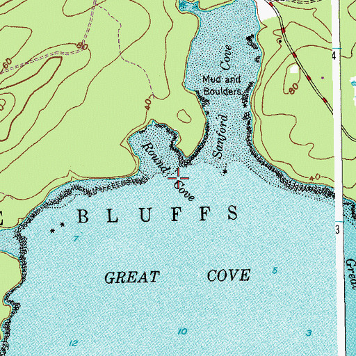 Topographic Map of Round Cove, ME