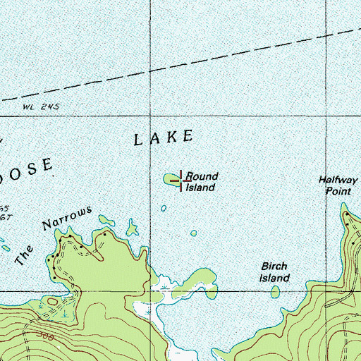 Topographic Map of Round Island, ME