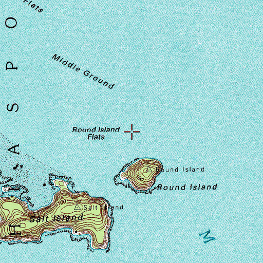 Topographic Map of Round Island Flats, ME