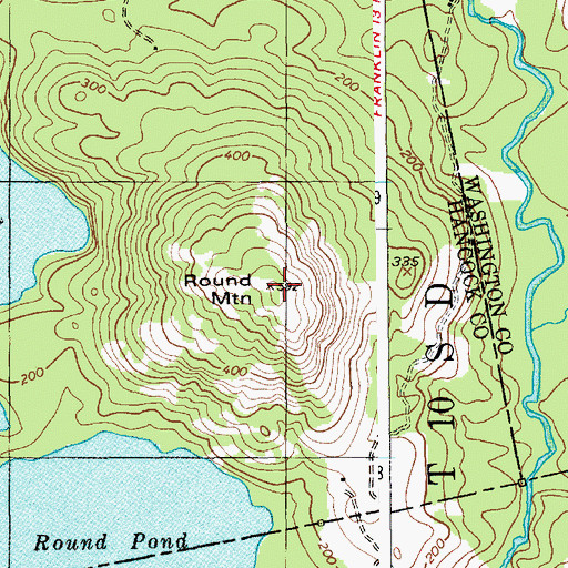 Topographic Map of Round Mountain, ME