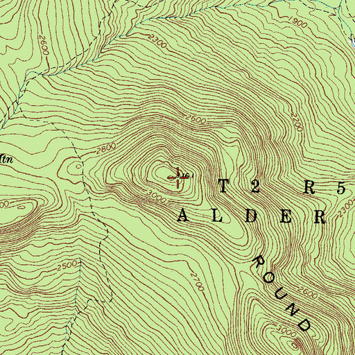 Topographic Map of Round Mountain, ME