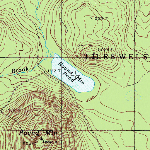 Topographic Map of Round Mountain Pond, ME