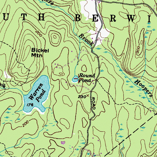 Topographic Map of Round Pond, ME