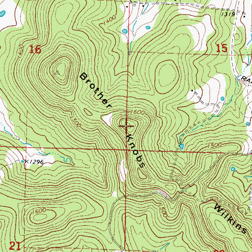 Topographic Map of Brother Knobs, AR