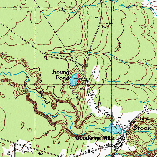 Topographic Map of Round Pond, ME