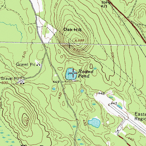 Topographic Map of Round Pond, ME