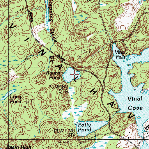 Topographic Map of Round Pond, ME