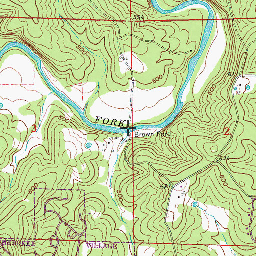 Topographic Map of Brown Ford, AR