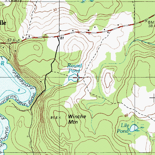 Topographic Map of Round Pond, ME