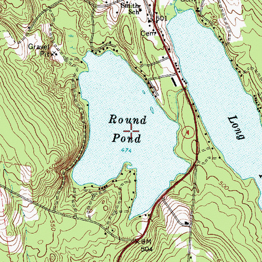 Topographic Map of Round Pond, ME