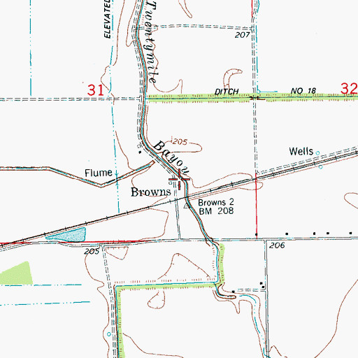 Topographic Map of Browns, AR