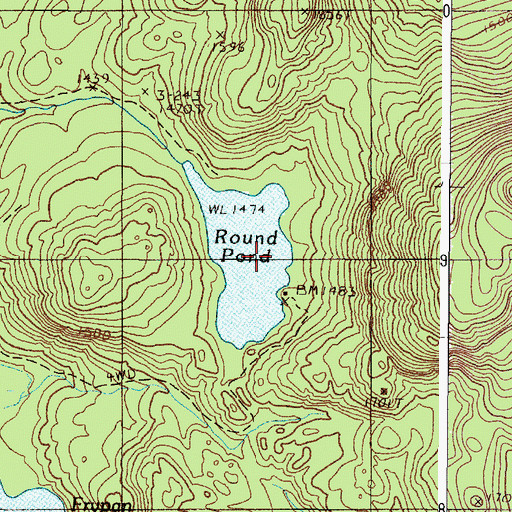 Topographic Map of Round Pond, ME