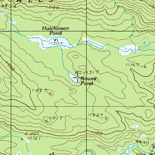 Topographic Map of Round Pond, ME