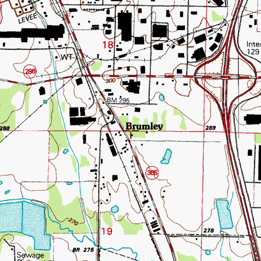Topographic Map of Brumley, AR