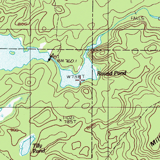 Topographic Map of Round Pond, ME