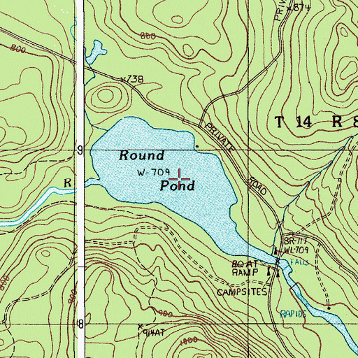 Topographic Map of Round Pond, ME