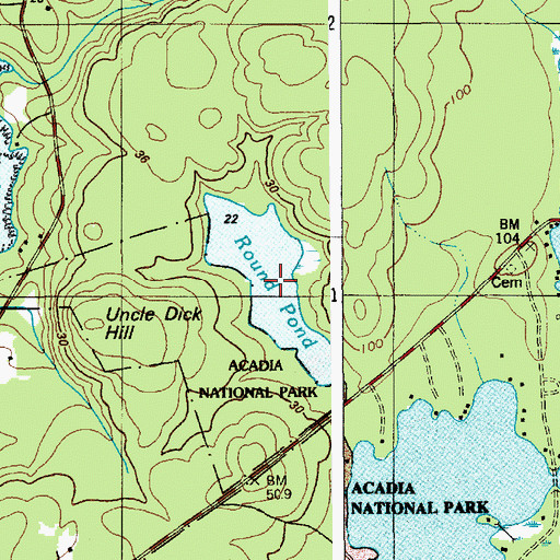 Topographic Map of Round Pond, ME