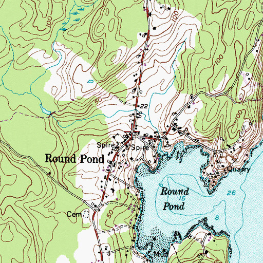 Topographic Map of Round Pond, ME
