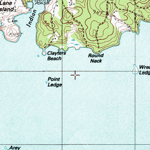 Topographic Map of Round Rock, ME