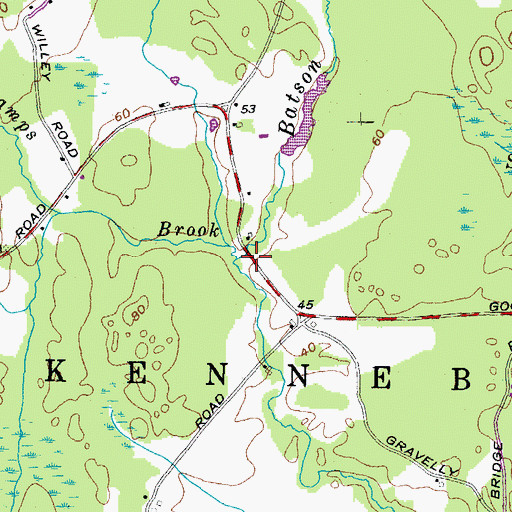 Topographic Map of Round Swamps Brook, ME